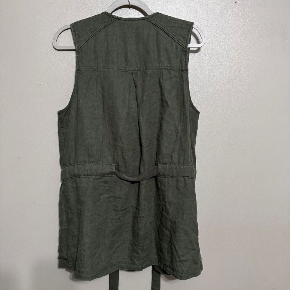 Athleta Wanderbout Olive Green Linen Utility Vest Size Large - Picture 3 of 8